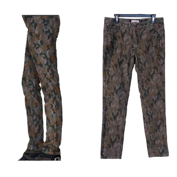 Free People Camo Corduroy Skinny Mid Rise Pants Size 31 - Picture 11 of 11